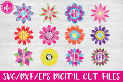 Spring Flower Monogram Frames - SVG, DXF, EPS Cut Files