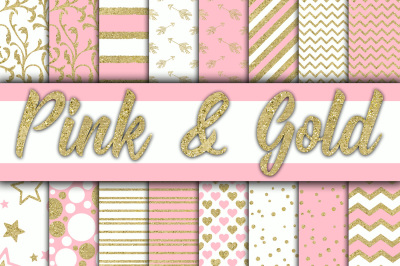 Pink and Gold Digital Papers