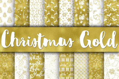 Christmas Gold Digital Papers