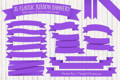Classic Ribbon Banner Clipart in Purple