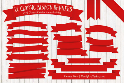 Classic Ribbon Banner Clipart in Red
