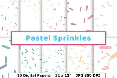 Pastel Sprinkles Digital Paper, Rainbow Sprinkles Pattern, Candy Sprinkles, Birthday Scrapbook Paper
