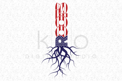 American Roots SVG DXF PNG EPS files American flag with roots