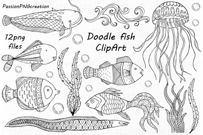 Doodle Fish Clipart