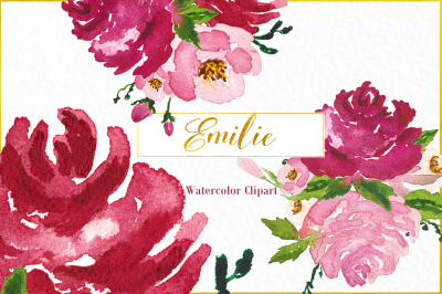 Emilie. Roses watercolor clipart