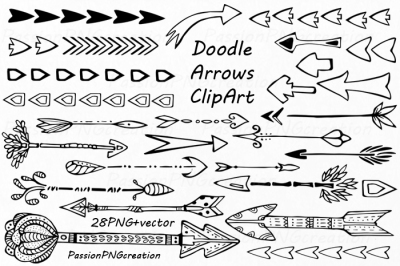 Hand Drawn Arrows Clipart, Doodle arrow clip art