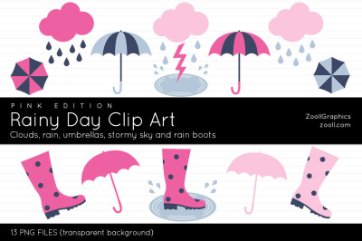 Rainy Day Pink Clip Art