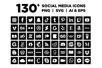 Square Black Social Media Icons
