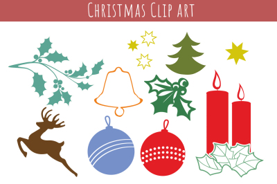 Christmas clipart bundle, Christmas symbols and icons, Vector clip art, Silhouette Studio cutting file, Svg, Ai, Eps, Dxf, Png, Jpg