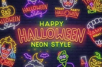 Halloween Emblem & Logo - Neon style