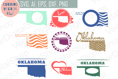 9 Monograms with Oklahoma State - cutting files, SVG, PNG, JPG, EPS, AI, DXF