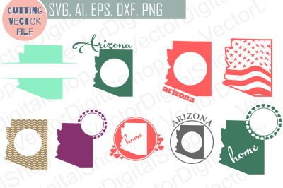 9 Arizona State monograms - cutting files, SVG, PNG, JPG, EPS, AI, DXF