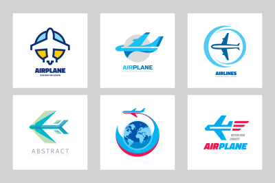Airplane Aircraft Vector Logo Set