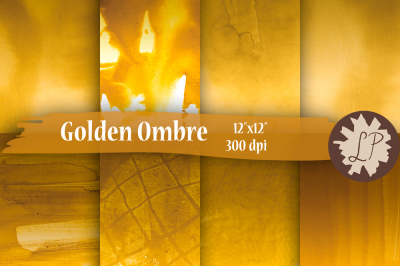 Gold Ombre Watercolour Printable Papers