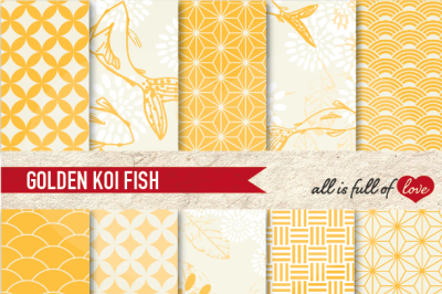 Golden Yellow  Patterns Koi Fish Background Kit