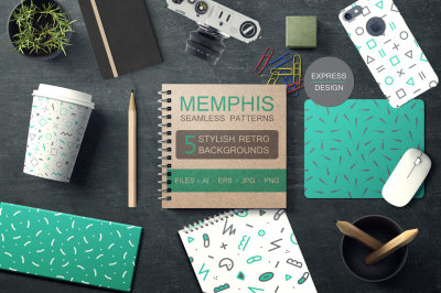 Memphis seamless patterns - 80-90s