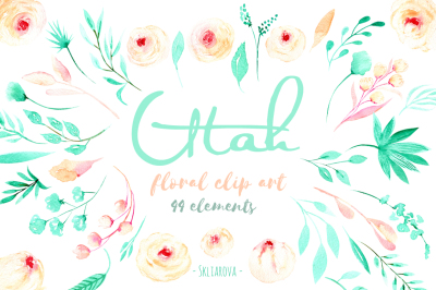 "Utah". Floral mint elements.