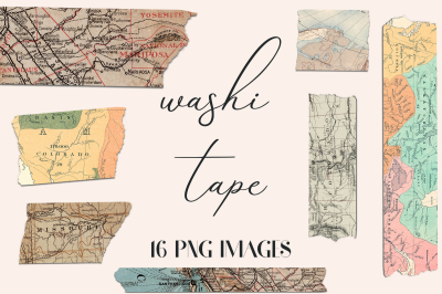 Washi Tape Clipart - Old Maps