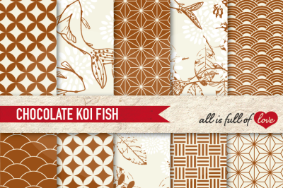 Brown Patterns Koi Fish Digital Background Kit