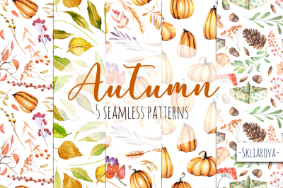 "Autumn". Seamless patterns.