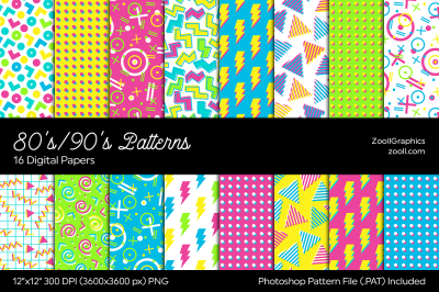 80's/90's Patterns Digital Papers 