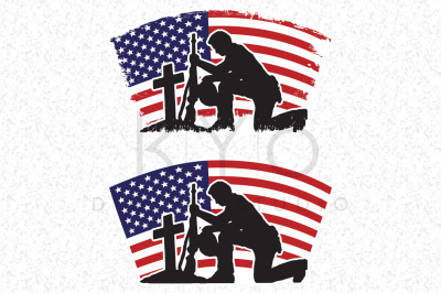 Fallen Soldier Veterans Day SVG DXF PNG EPS files American flag vector