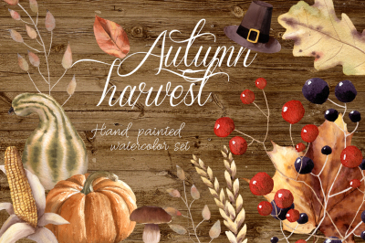 Autumn Harvest Watercolor Clipart