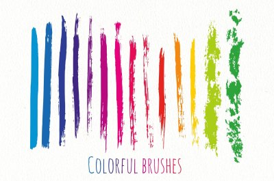 Rainbow ink texture brushes Vector