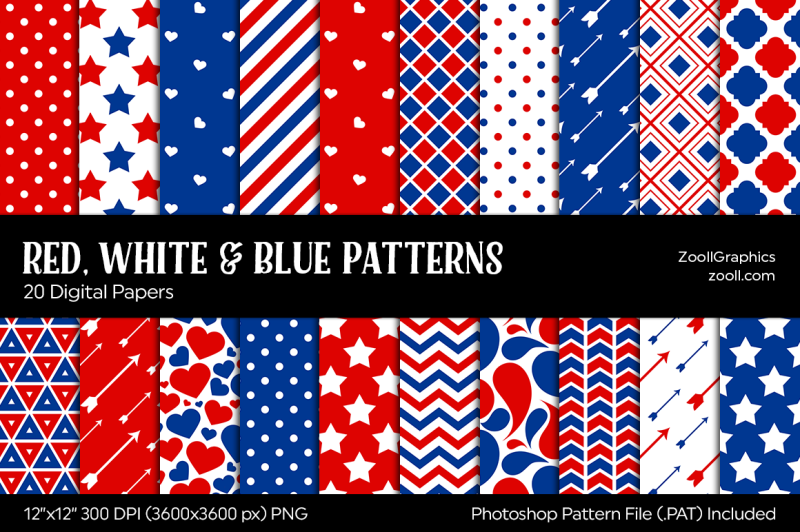 red-white-and-blue-digital-papers
