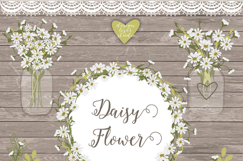 vector-rustic-daisy-wedding-clipart-daisies-clipart-hand-drawn-clipart-wedding-clipart-flower-clipart-wood-digital-paper