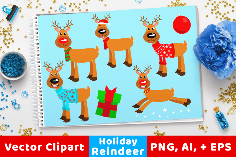 holiday-reindeer-clipart-rudolph-clipart-christmas-clipart-holiday-clipart-winter-clipart-cute-animal-clipart-flying-reindeer-vectors