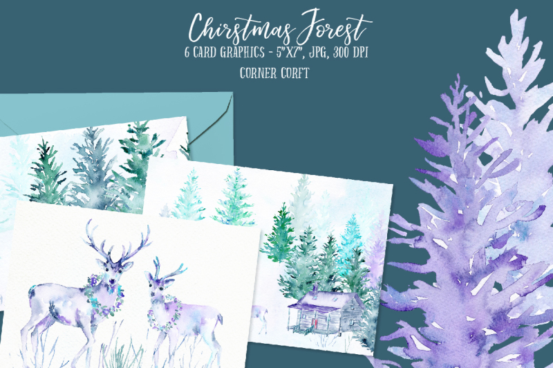 watercolor-christmas-forest