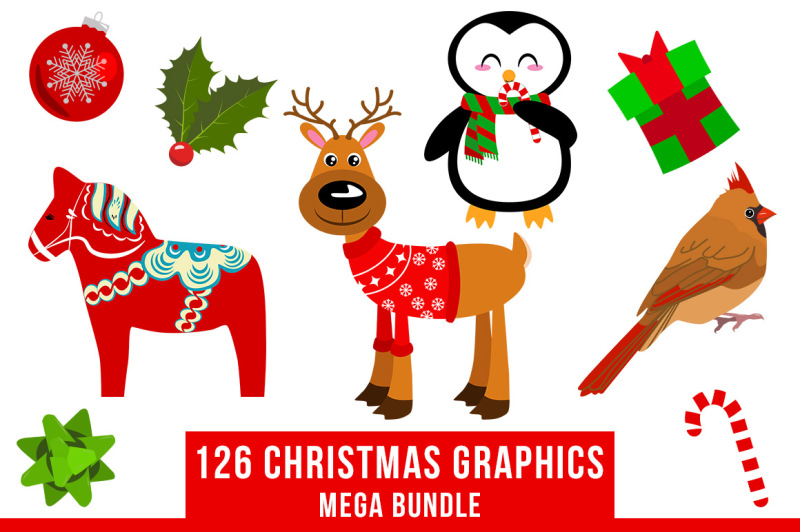 126 Christmas Clipart Mega Bundle, Winter Clipart, Holiday ...