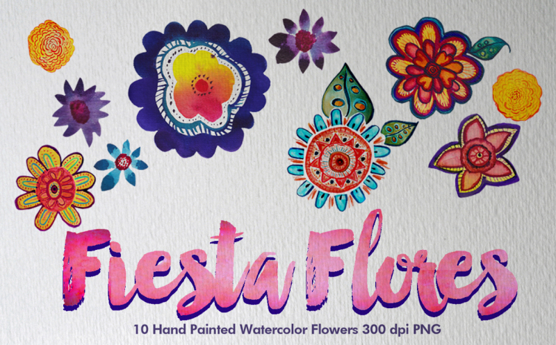 fiesta-flores-10-hand-painted-watercolor-flowers-300-dpi-png