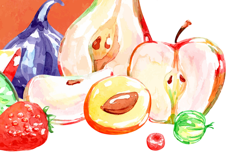 watercolor-berries-and-fruits