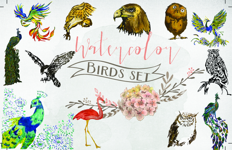 watercolor-birds-set