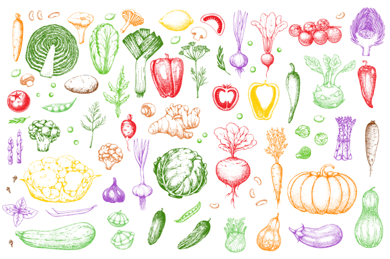 hand-drawn-vegetables-and-fruit