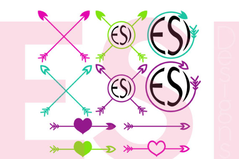 arrow-monogram-design-set-svg-png-dxf-eps