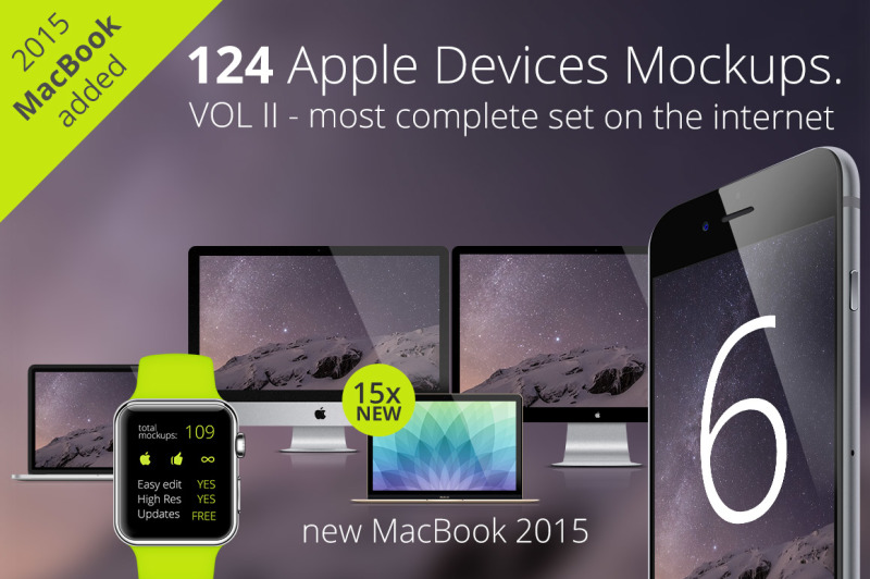 Free 124 Apple Responsive Devices (PSD Mockups)