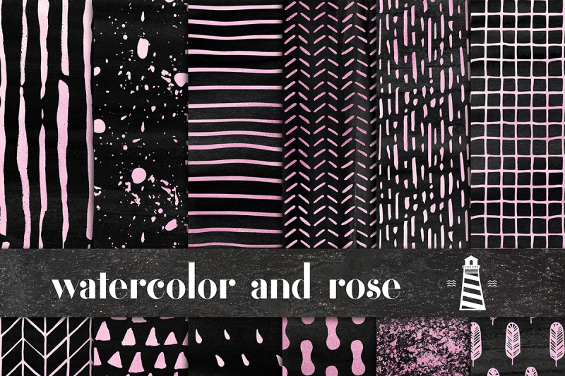 black-watercolor-and-rose-patterns