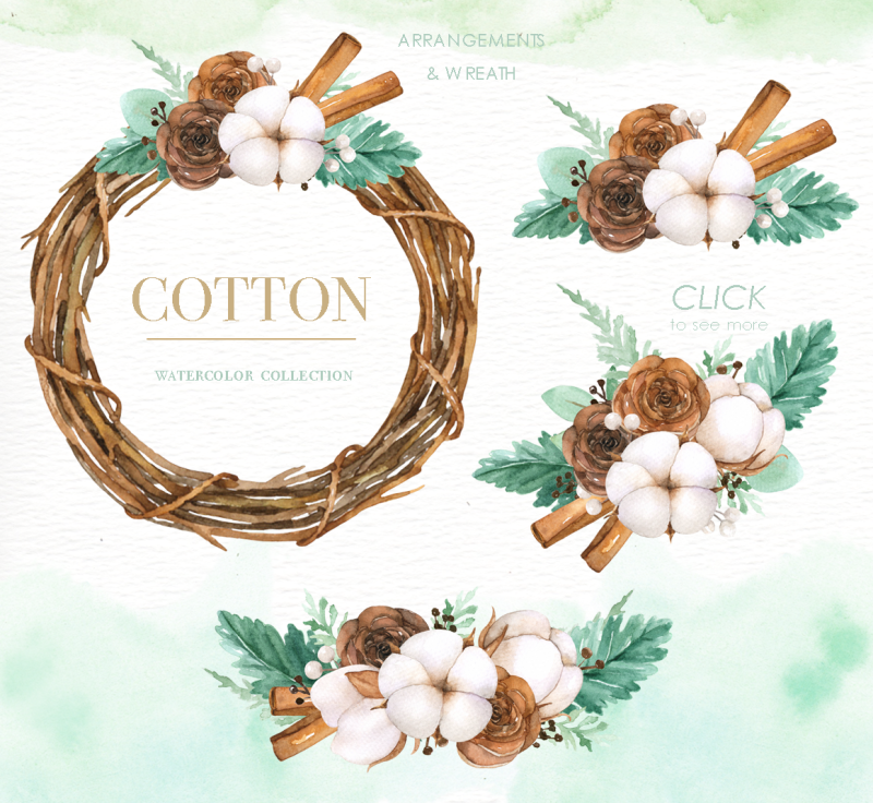 cotton-watercolor-cliparts