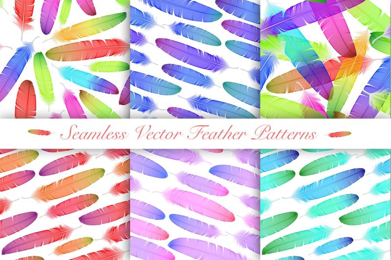 vector-colorful-feathers-seamless-patterns