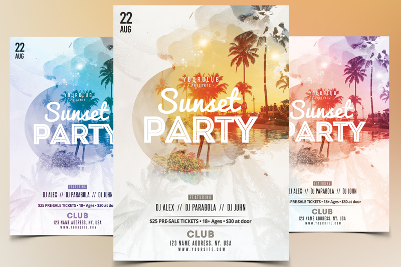 sunset-party-psd-flyer-template