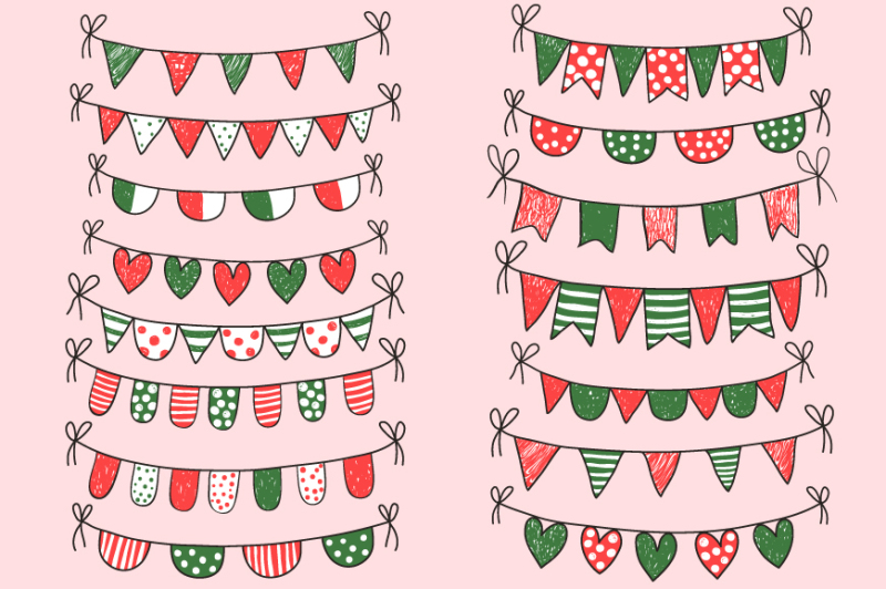 christmas-bunting-clipart-red-green-white-doodle-buntings-clip-art-holiday-winter