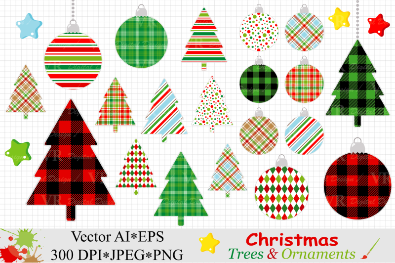 christmas-trees-and-ornaments-clipart-vector