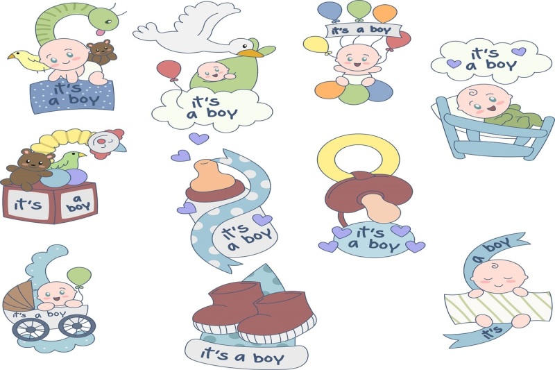Oh My Baby Boy Boy Baby Shower Illustration Clipart Pack By
