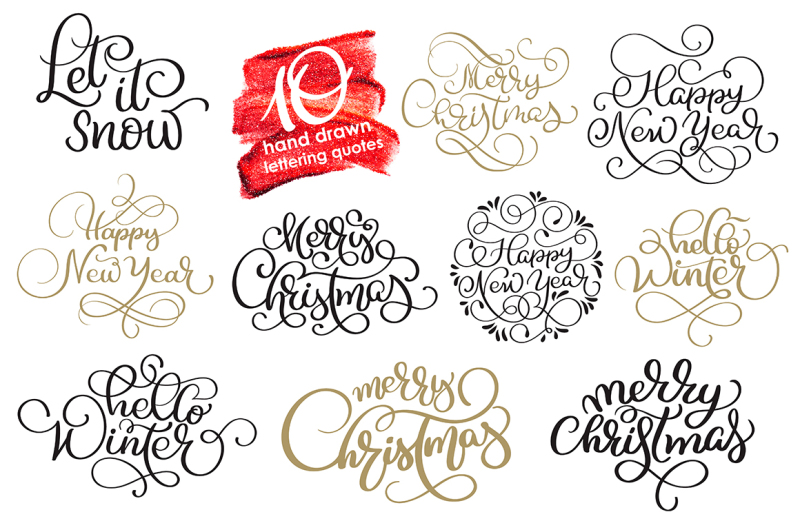 merry-christmas-quotes-and-objects-calligraphy-collection