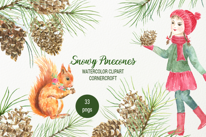 snowy-pine-cones-watercolor-clipart