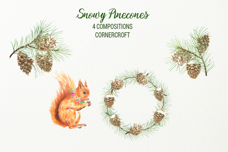 snowy-pine-cones-watercolor-clipart