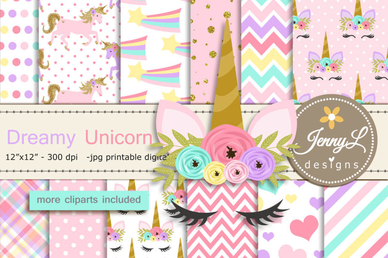 unicorn-digital-papers-and-clipart-set